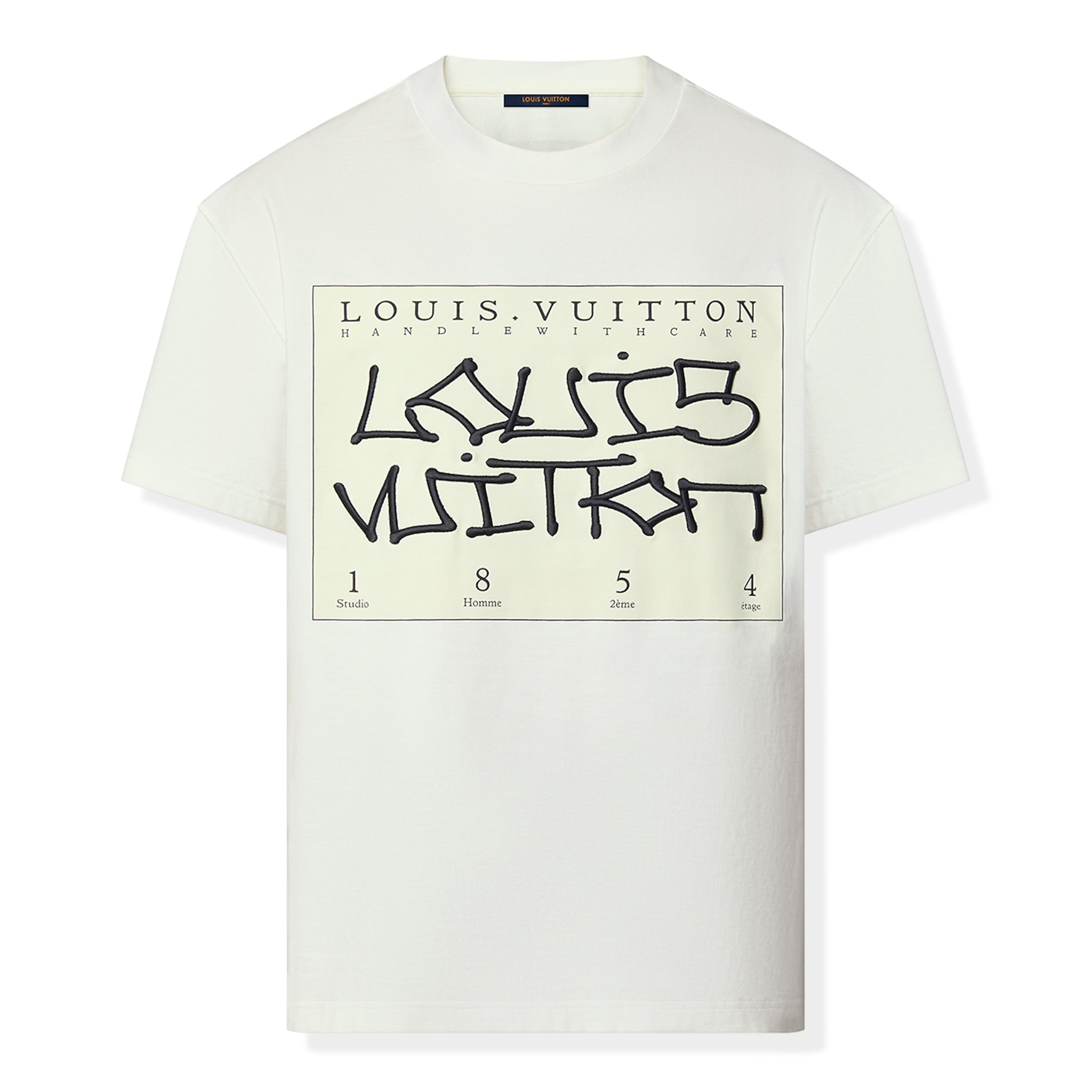 AUTH Louis Vuitton Signature LV Knit Tee Blue White Red Shirt white Size M