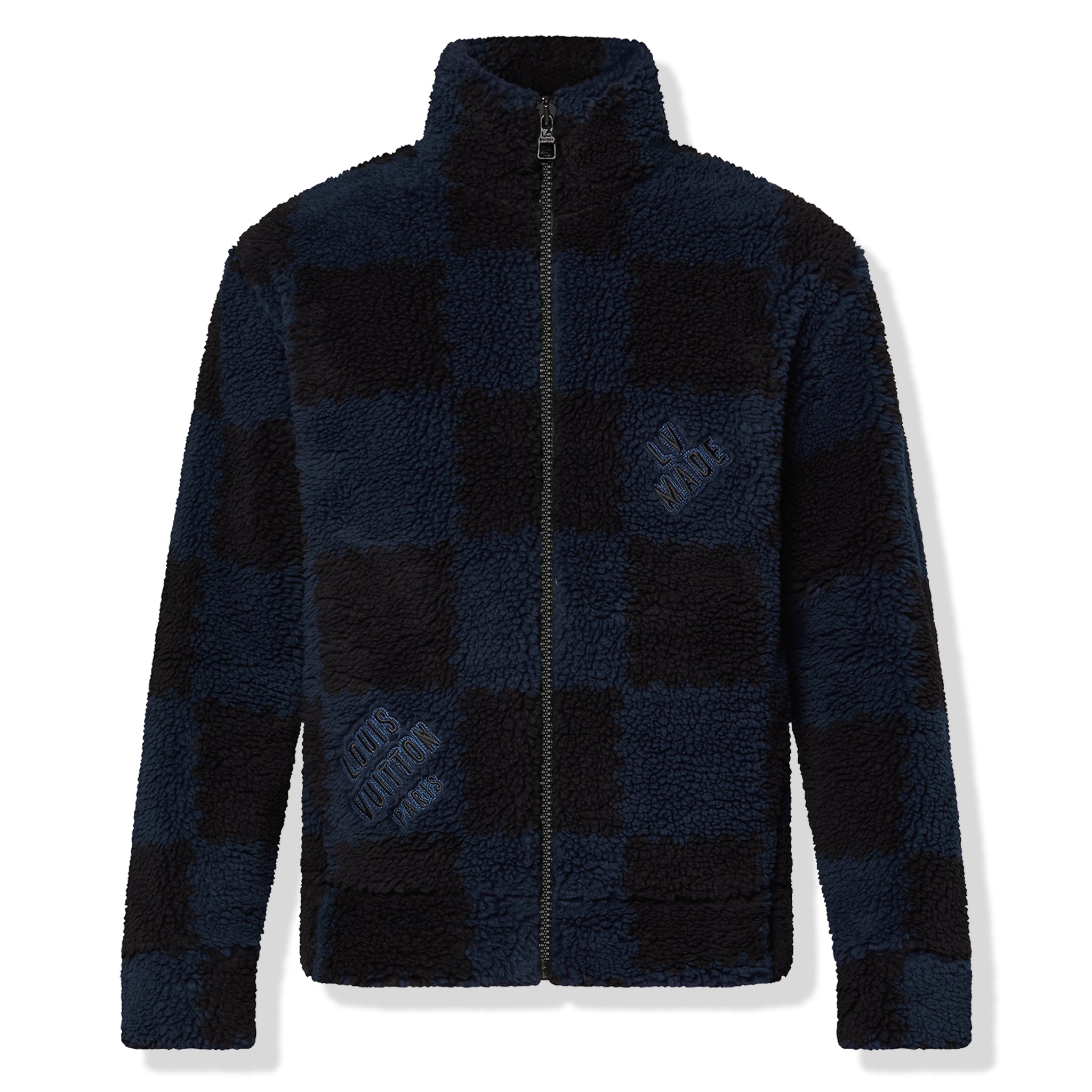 Louis Vuitton Mens M LV Nigo Navy Jacquared Damier Fleece Zip Jacket Blouson