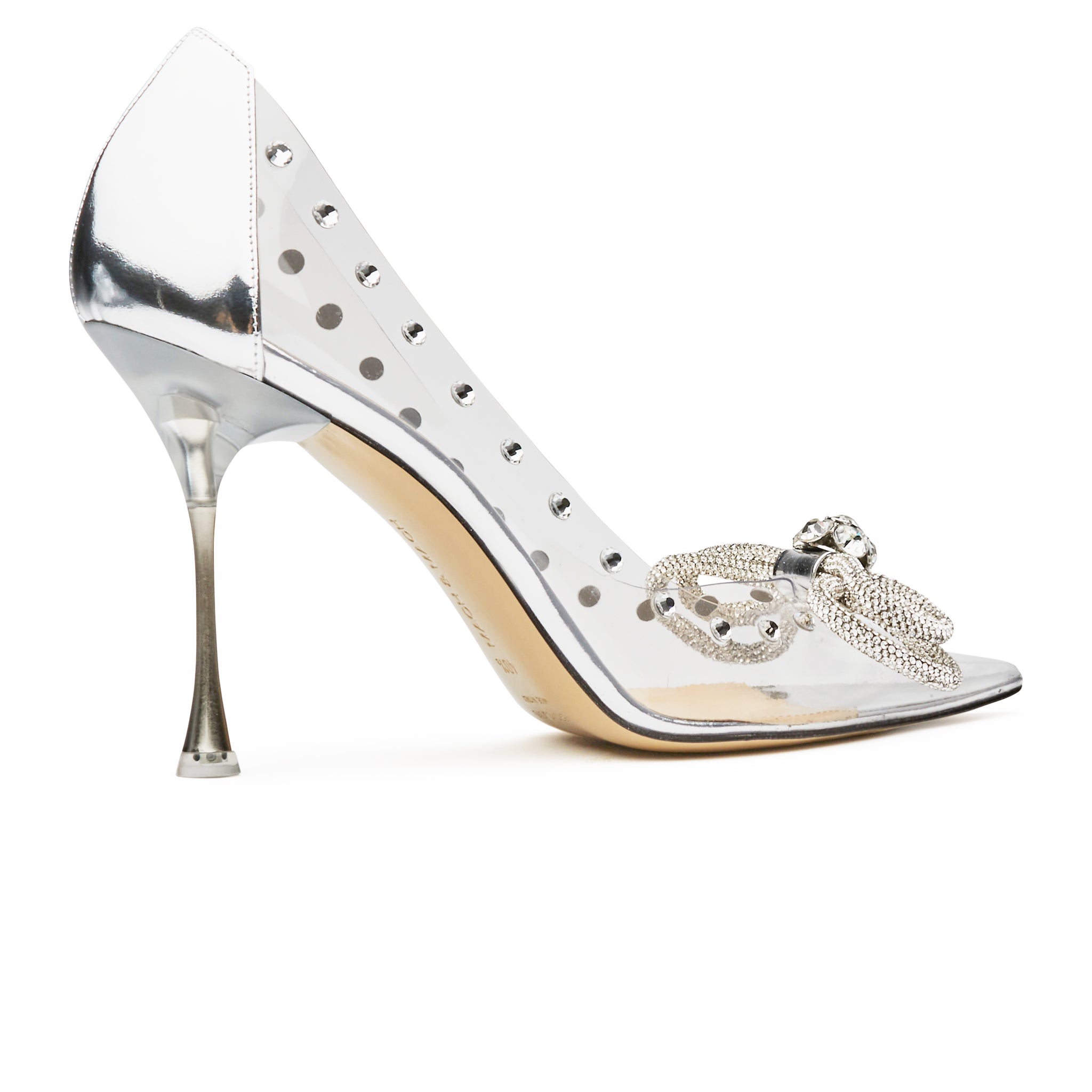 Mach & Mach Double Bow Crystal Embellished PVC 100MM Heels