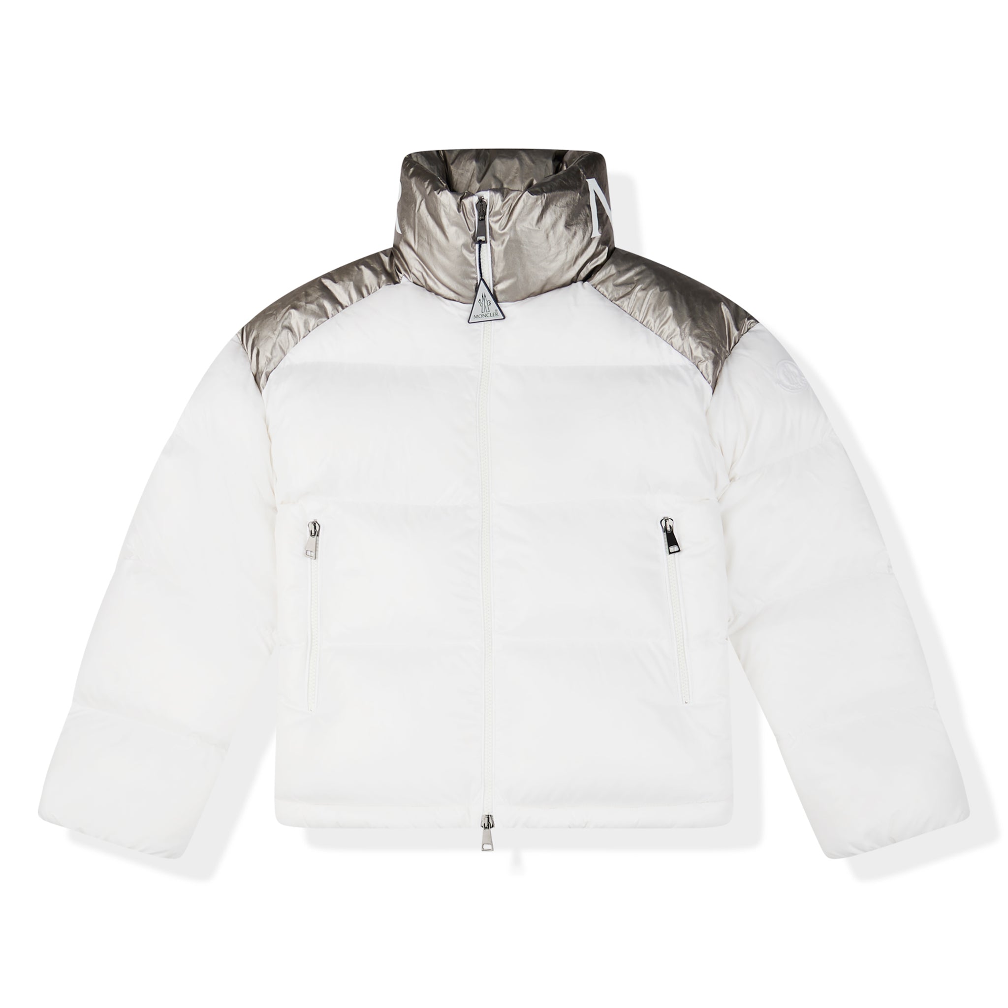 Moncler Cuscute White Silver Puffer Jacket | Givenchy Kids logo-print  rib-trimmed sweatshirt | Crepslocker
