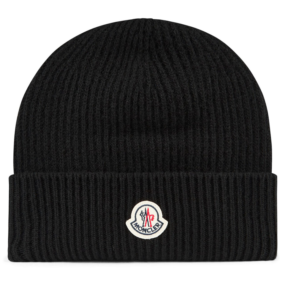 Moncler Logo Black Beanie | Crepslocker