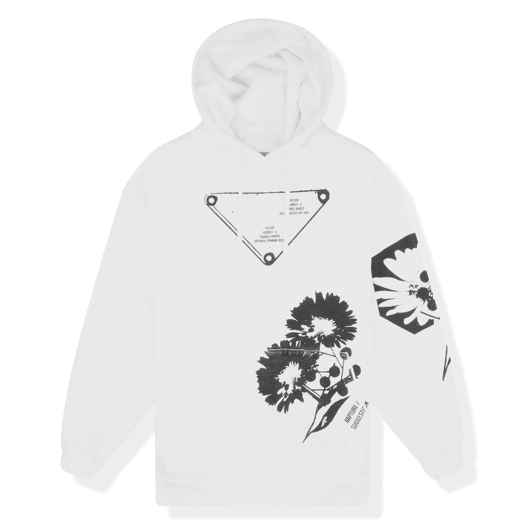 Crepslocker | Prada Floral Graphic White Hoodie | prada logo plaque visor  hat item