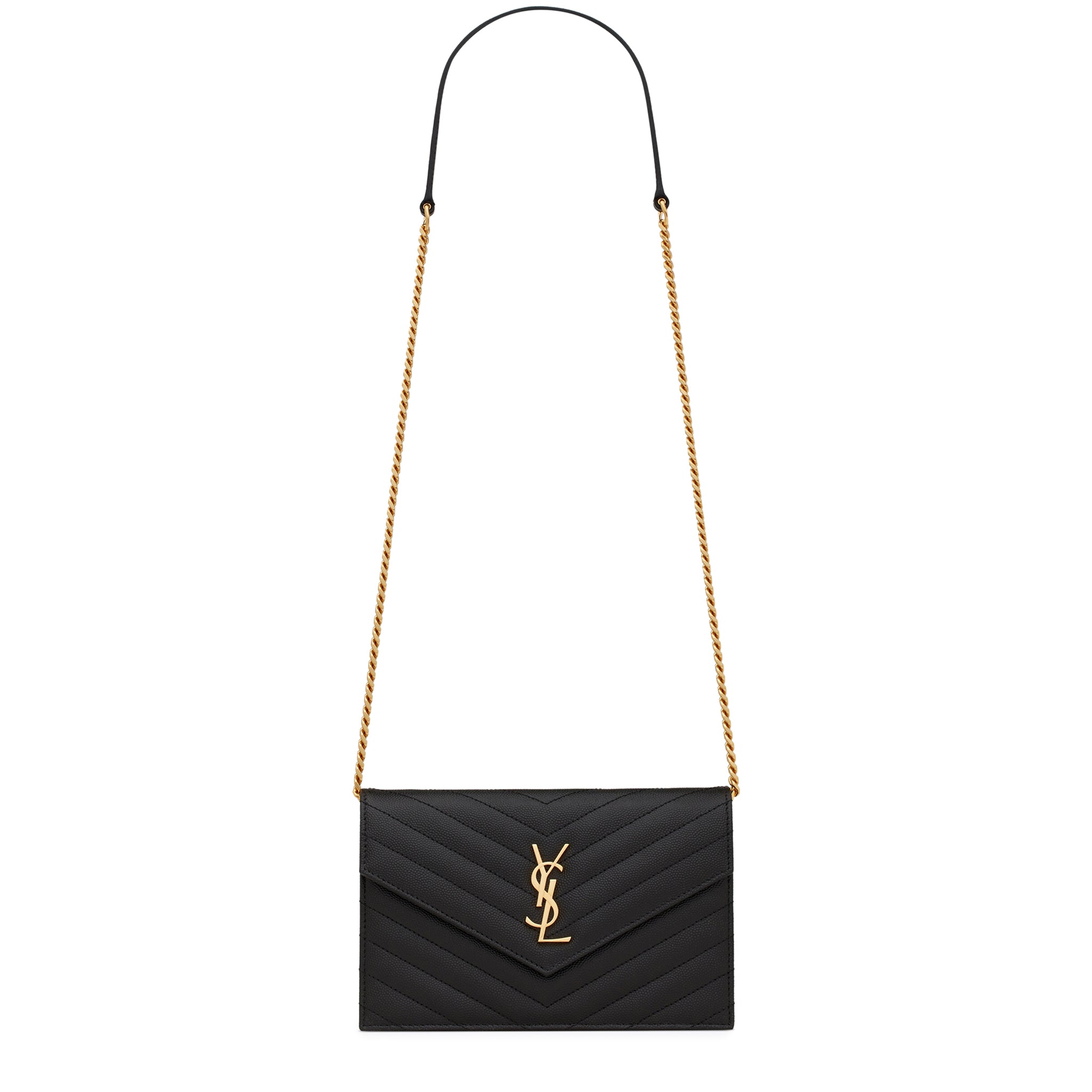Saint Laurent, Bags, Ysl Black Envelope Chain Wallet
