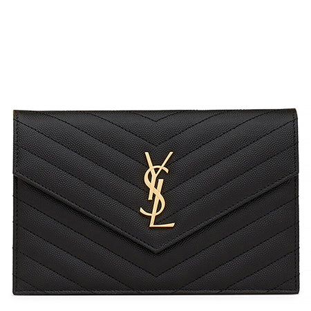 Saint Laurent - Authenticated Uptown Clutch Bag - Leather Black for Women, Never Worn, with Tag