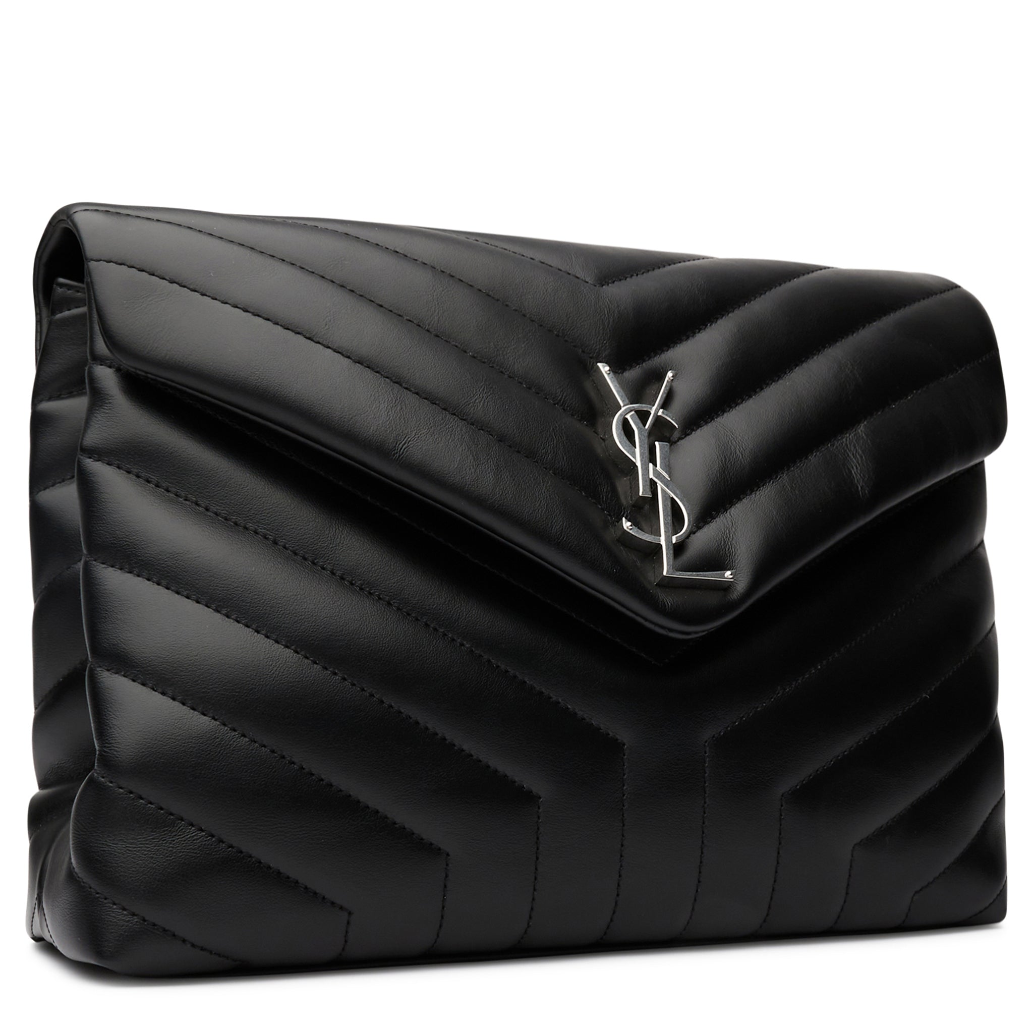 YSL Loulou Large Black Bag Silver Chain - Preowned