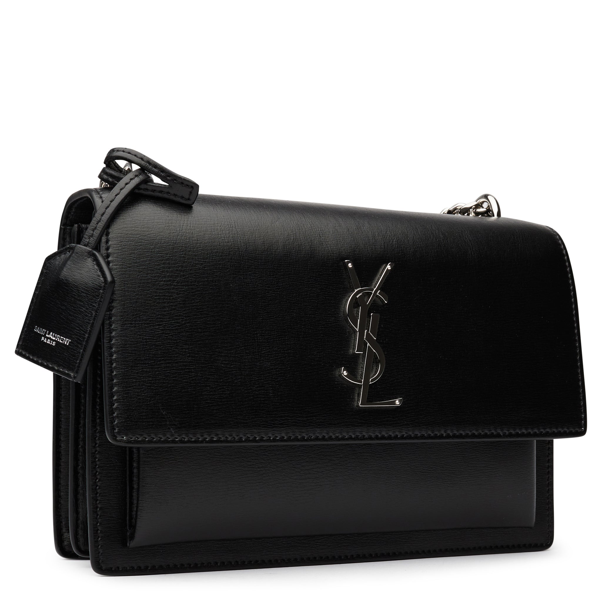 Saint Laurent Sunset Crossbody Bag Medium Black in Leather with