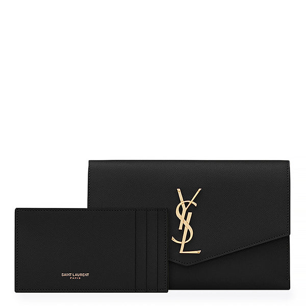 Saint Laurent Uptown Large Wallet in Grain De Poudre Embossed