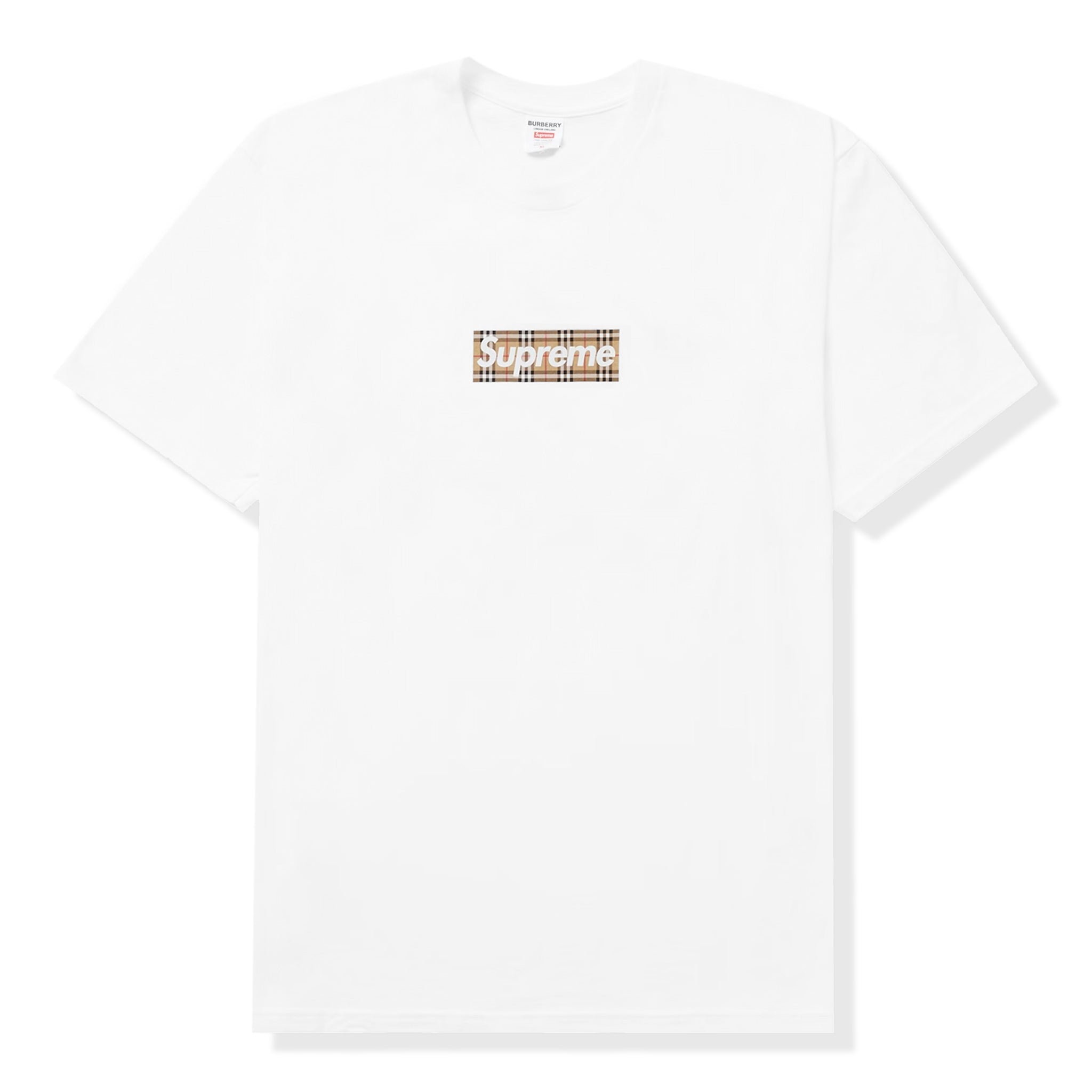 Supreme x Burberry Box Logo White T Shirt | Crepslocker