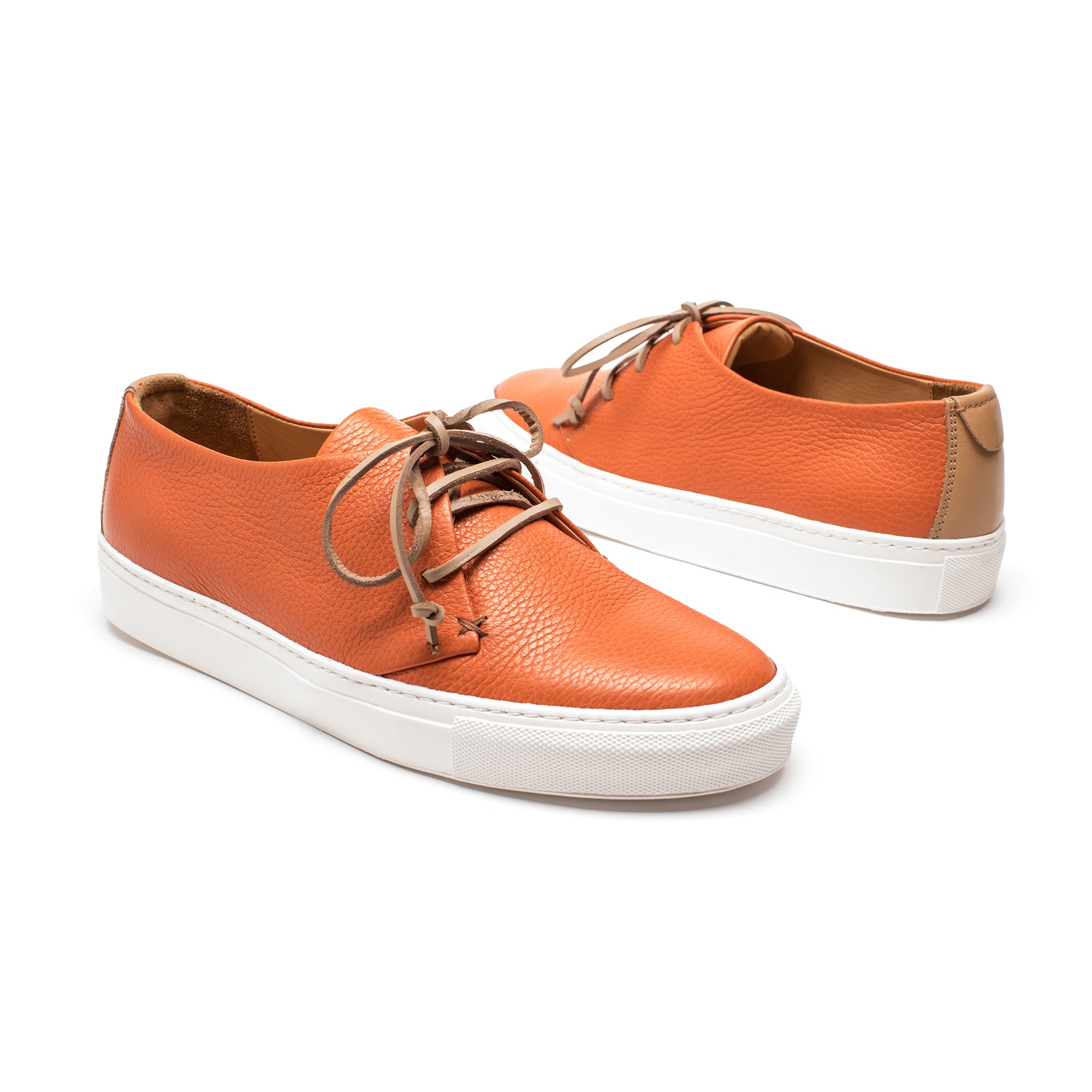 orange leather sneakers