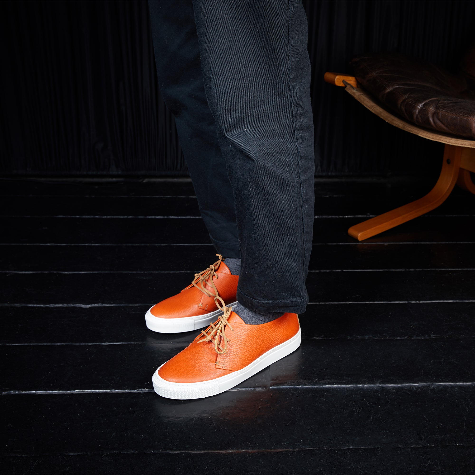 orange leather shoes