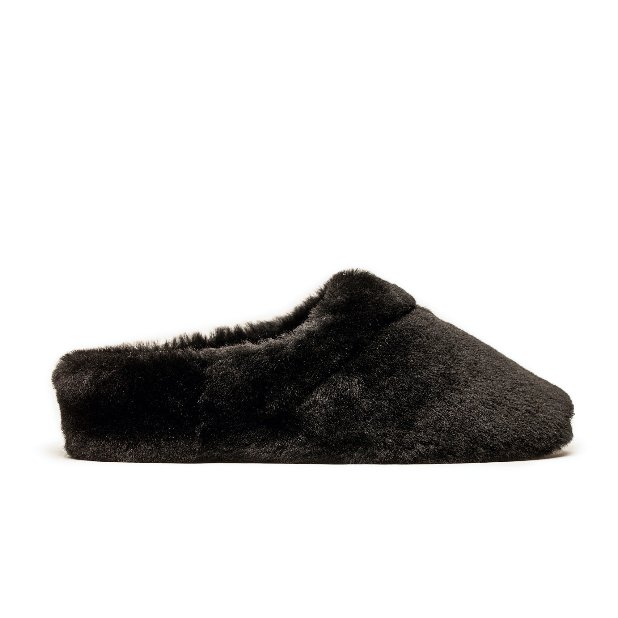 black shearling slippers