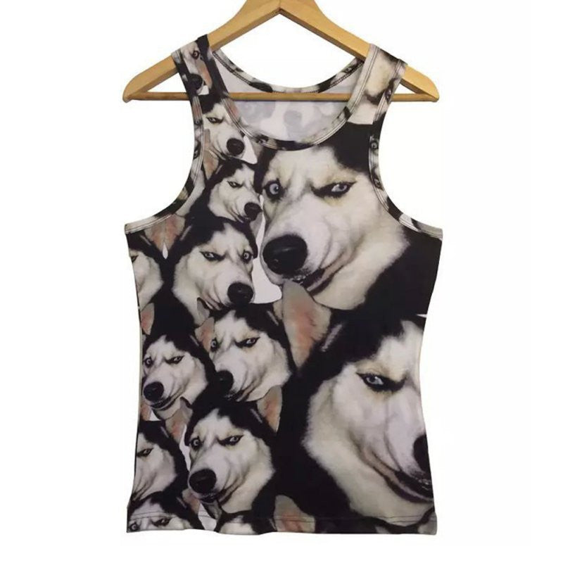 15 Styles New Men 3D Animals Pharaoh Print T-shirt Tee Blouse Tops Leasure Waistcoat Vest Size M L X