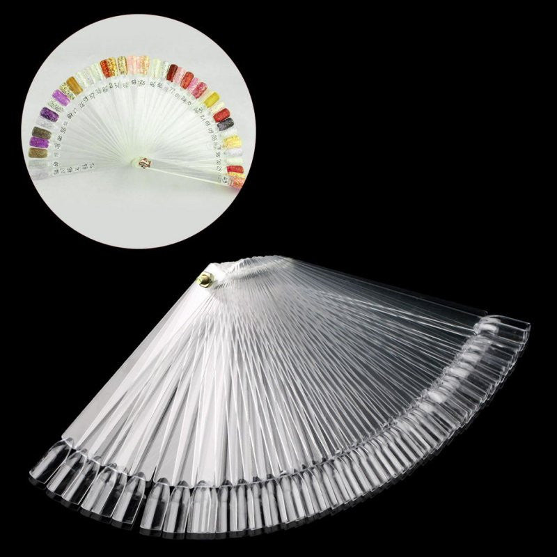 50 Pieces Natural / Transparent Nail Art False Tips Sticks Practice Display Fan Board Design Tools T