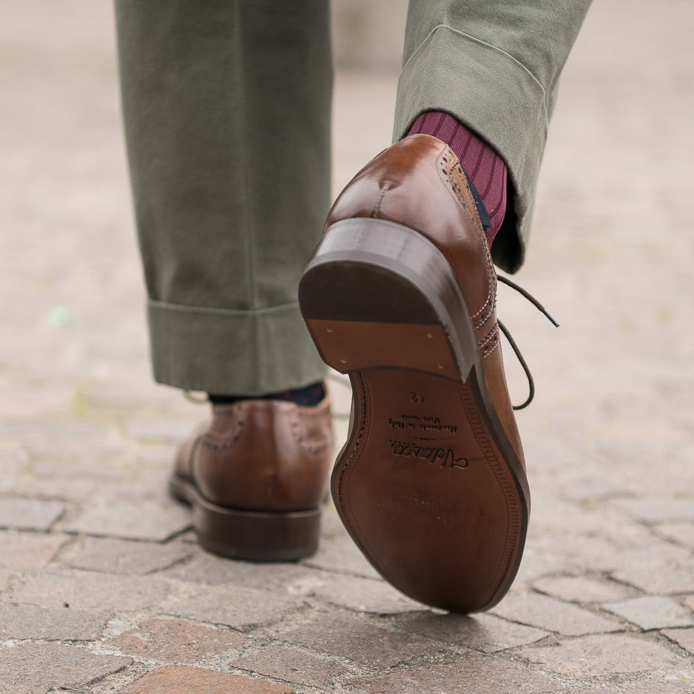Men’s brown semi-brogue leather Oxfords | Velasca