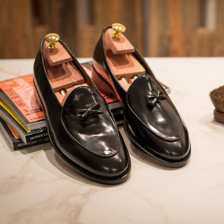 Men’s black leather dress Belgian Loafers | Velasca