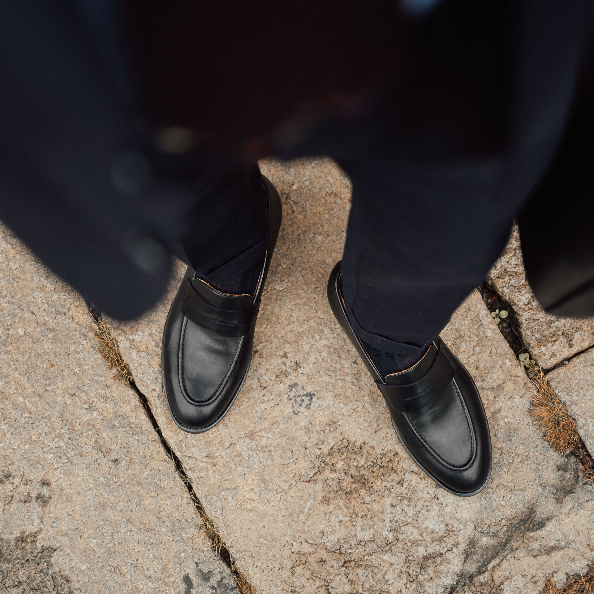 Men’s black leather slip on Loafers | Velasca