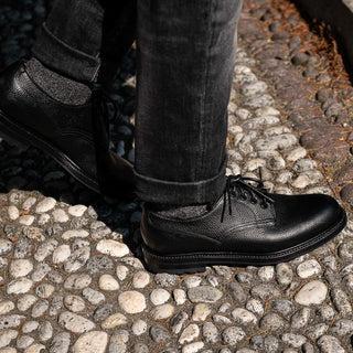 Casual derby with black kudu grain leather | Velasca