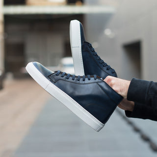 Men’s artisanal high Sneakers in smooth leather | Velasca