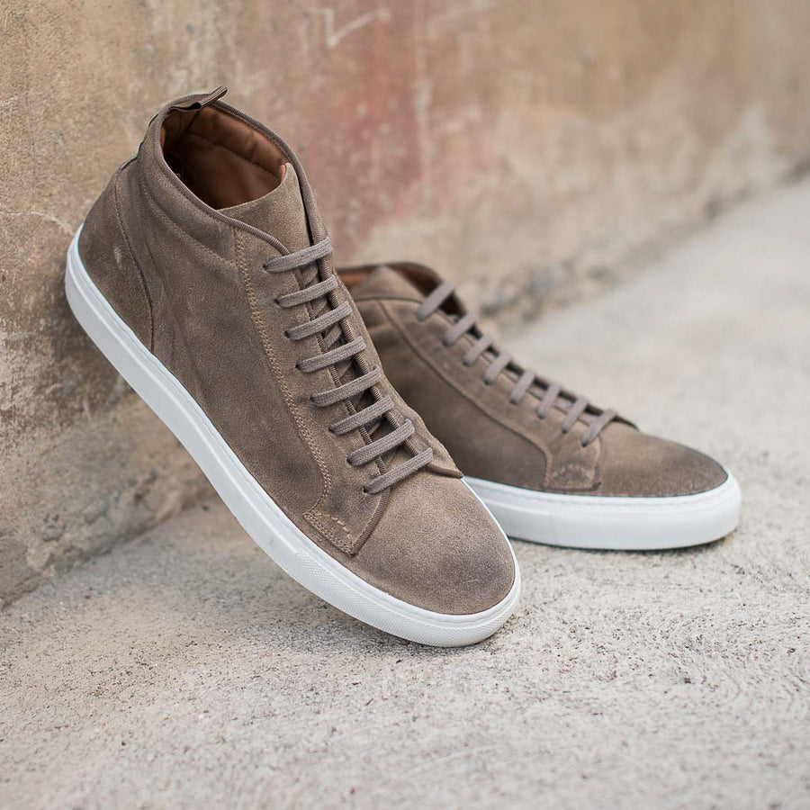 Men’s suede leather high Sneakers | Velasca