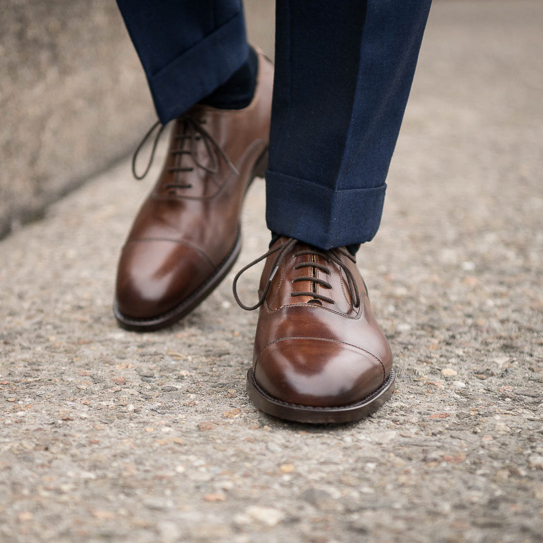 Men’s hand-dyed brown leather Oxfords | Velasca