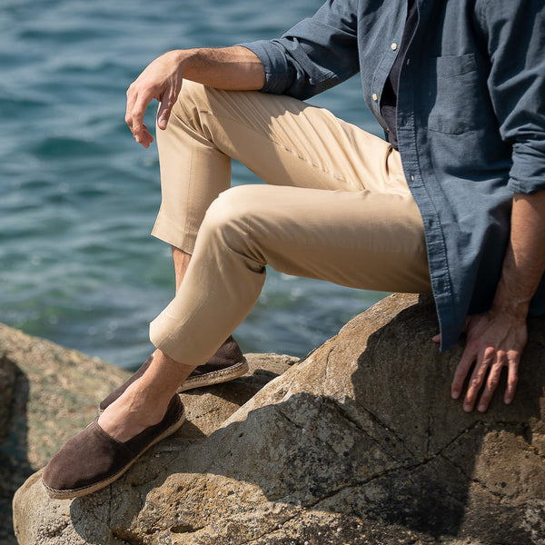 Espadrilles for men in dark brown suede leather | Velasca