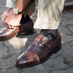 Men’s leather Single Monk Strap & Fringe shoes | Velasca