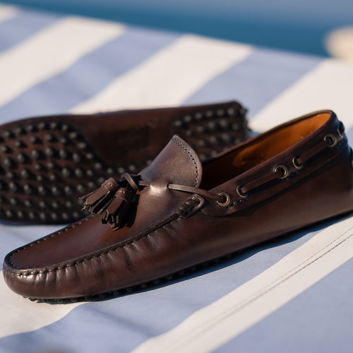 Men’s dark brown Moccasins with Tassels | Velasca