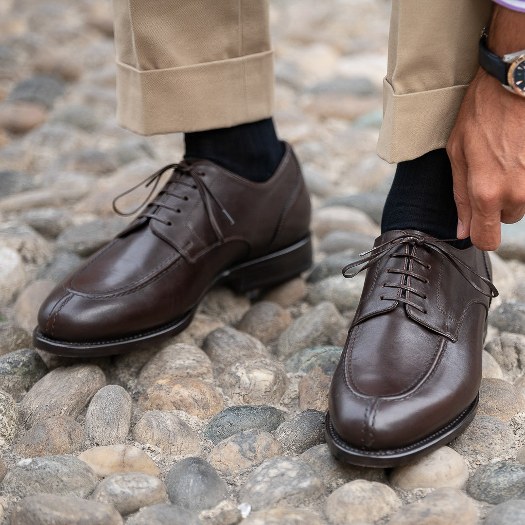 Derby men's dark brown leather shoes | Fabio Attanasio for Velasca