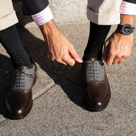 Brogue men's leather and wool shoes | Fabio Attanasio for Velasca