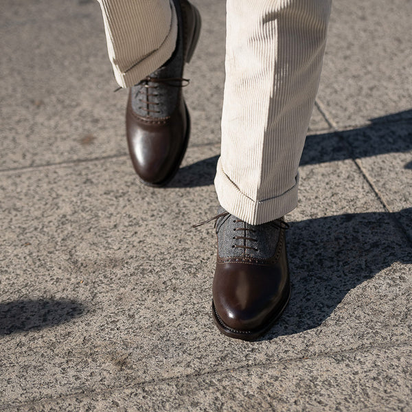 Brogue men's leather and wool shoes | Fabio Attanasio for Velasca