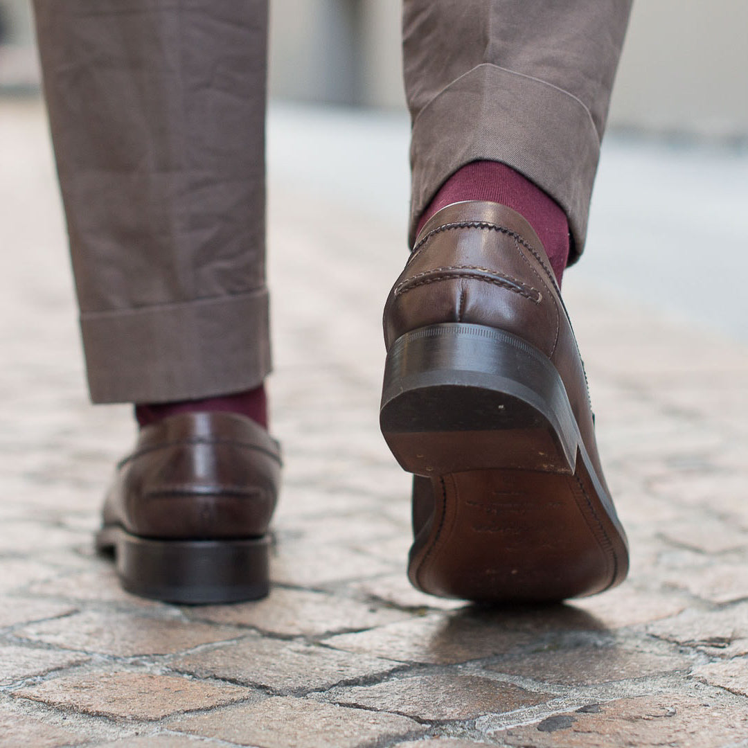 Men’s brown leather Penny Loafers & Fringe | Velasca