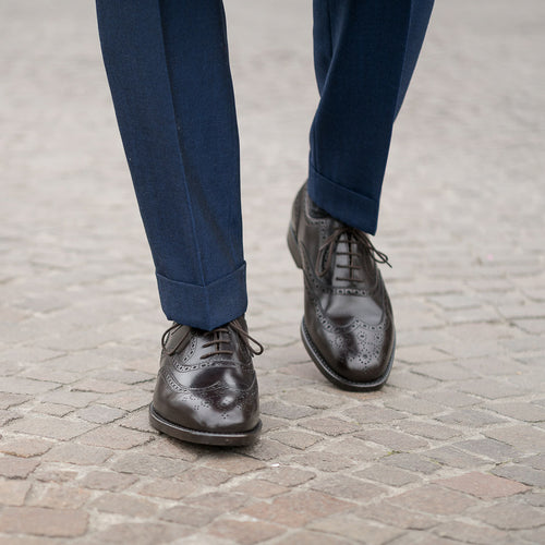 Men’s dark brown full-brogue leather Oxfords | Velasca