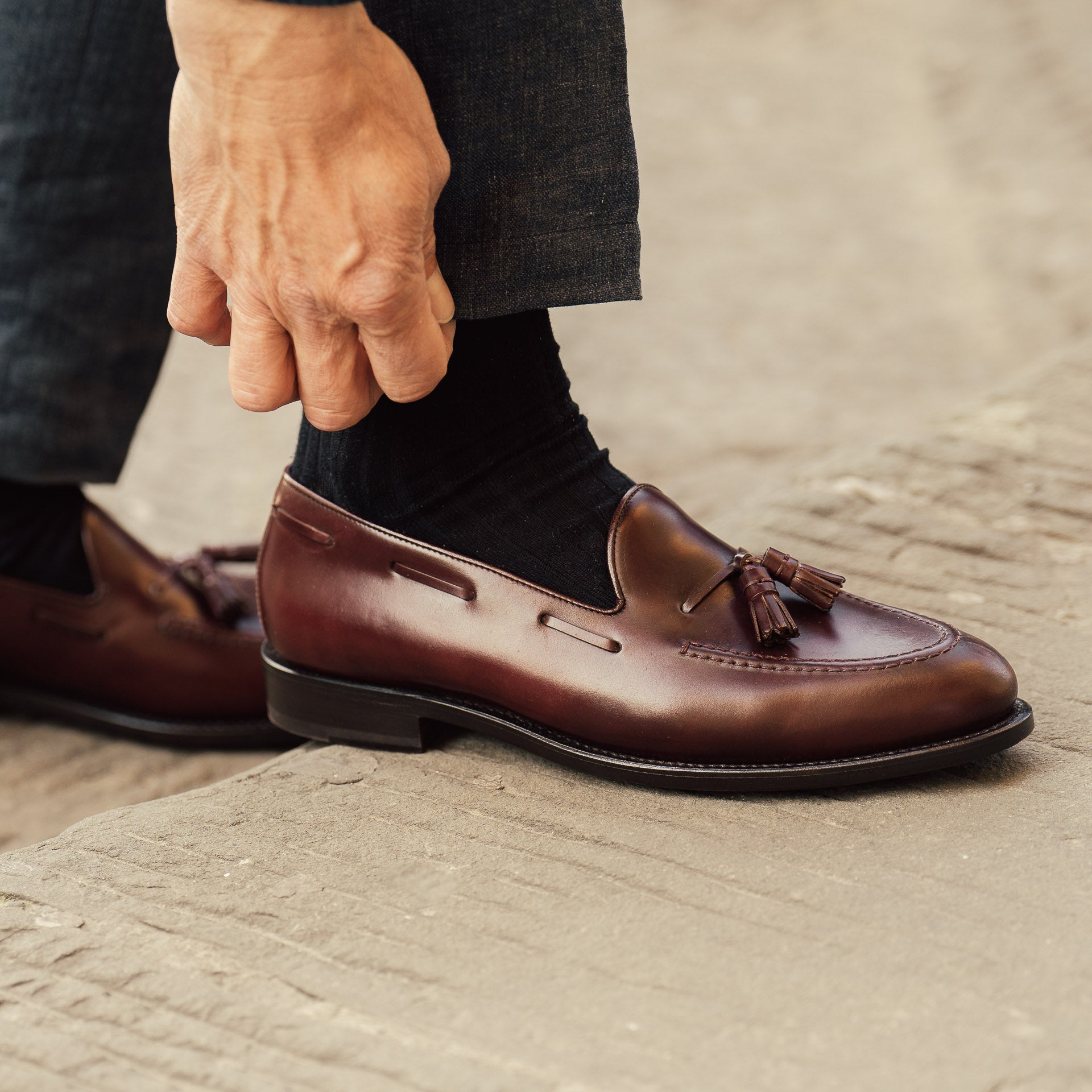 Velasca | Burgundy Tassel Loafers in cordovan leather