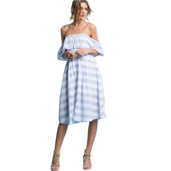 robe épaules dénudées bleu marin