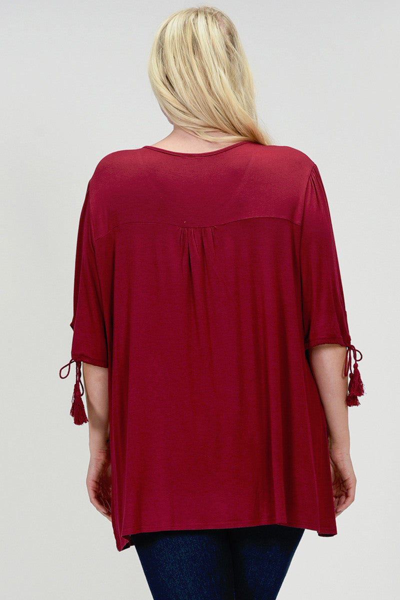 maroon peasant top