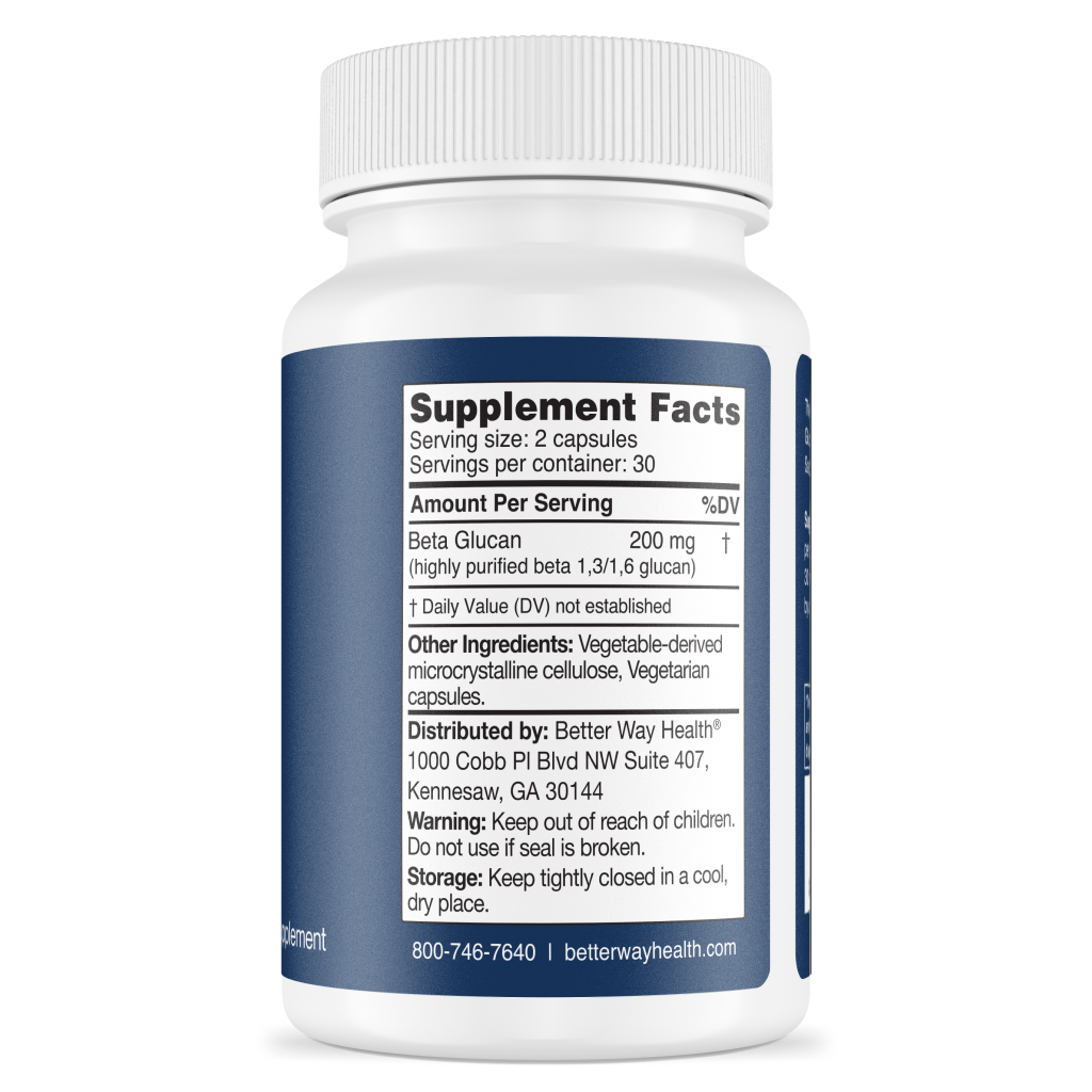 Supplement facts and serving information of our beta glucan products