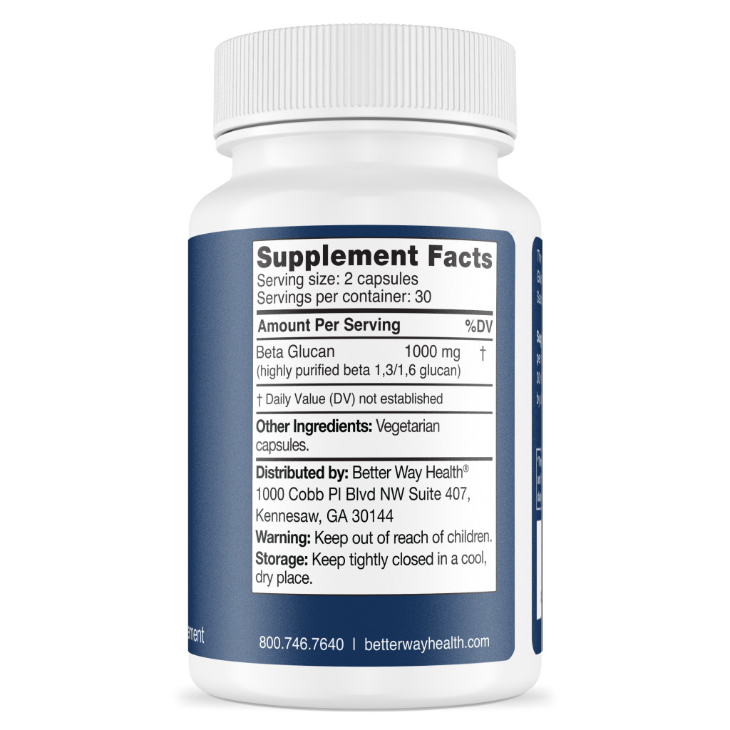 close up photo of the supplement facts of beta glucan 500