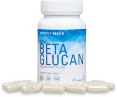 Small Better Way Health Beta Glucan Bottle with Capsules Around It