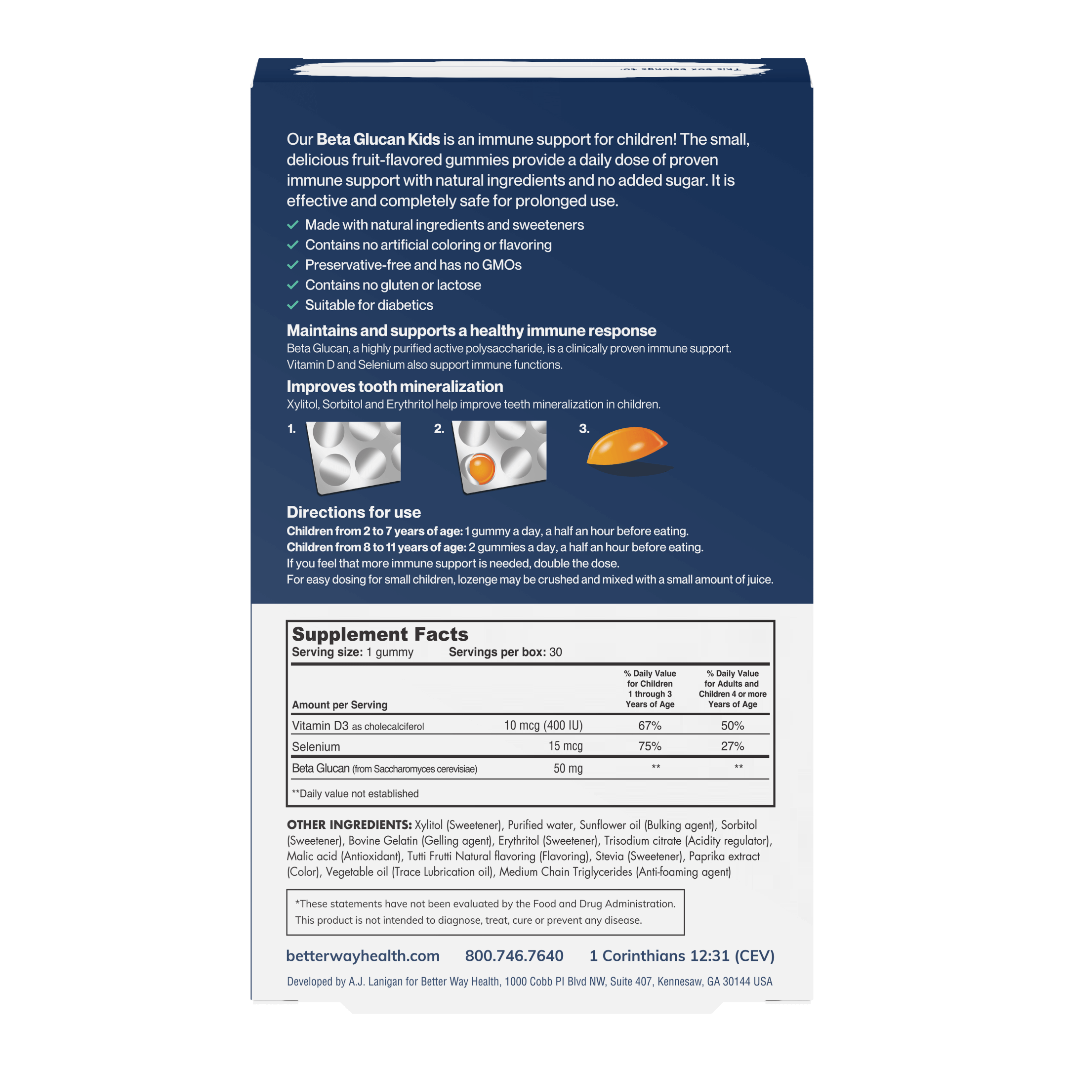 Supporting information about how our beta glucan kids supplement is an immune support for children.