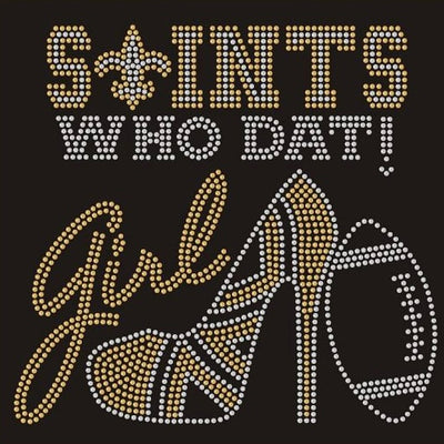 Saints 2 heels Football Rhinestone Transfer - Texas Rhinestone