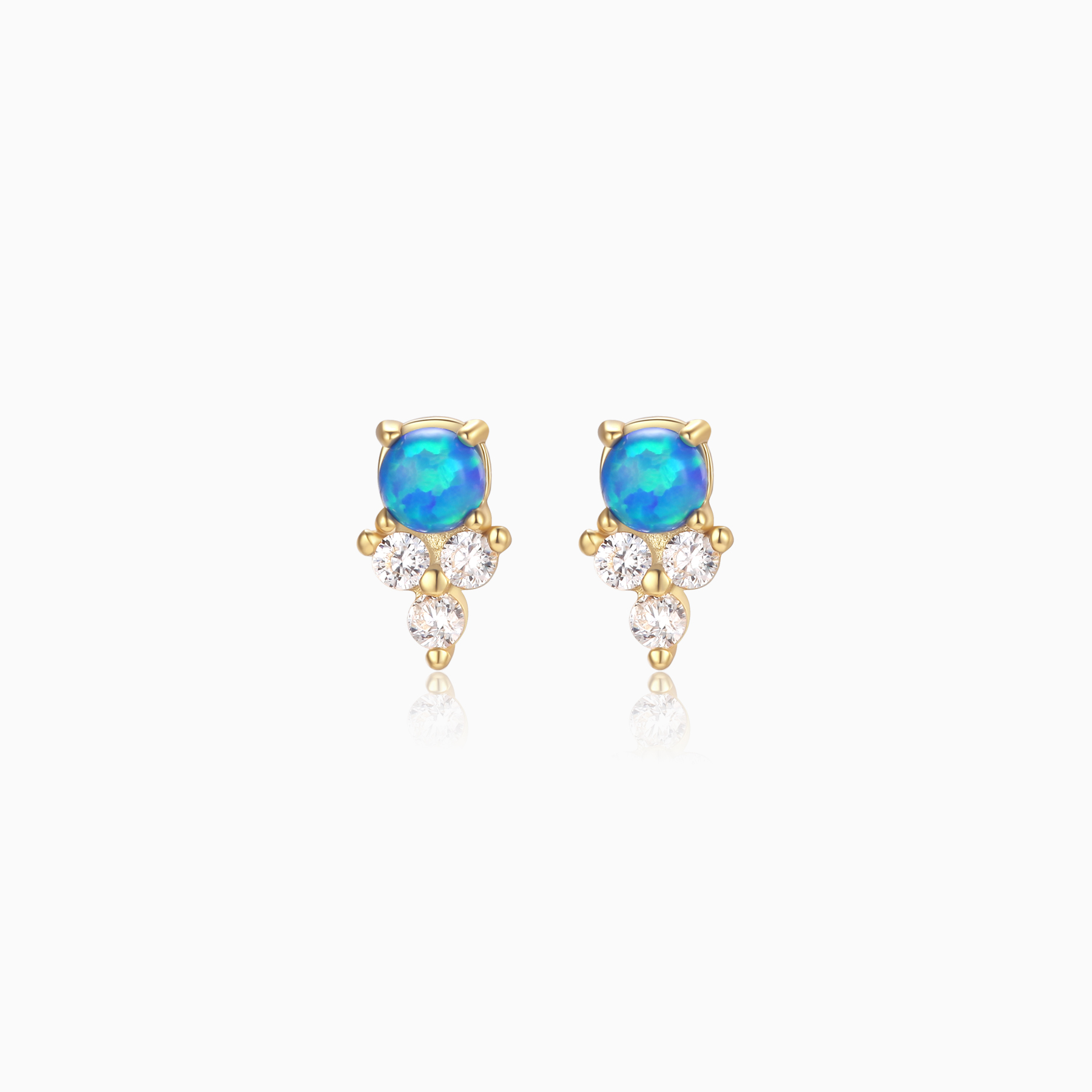 Oceans: 16mm Tropical Blue Created Opal Teardrop Fishhook Earrings Gold Filled