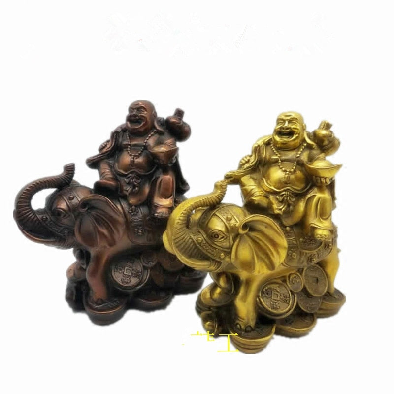 Copper Brass Happy Buddha Figurine Wealth Good Luck 