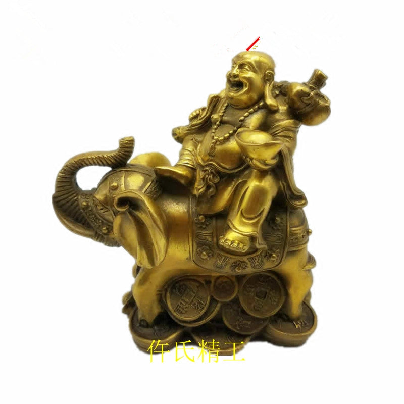 Copper Brass Happy Buddha Figurine Wealth Good Luck 