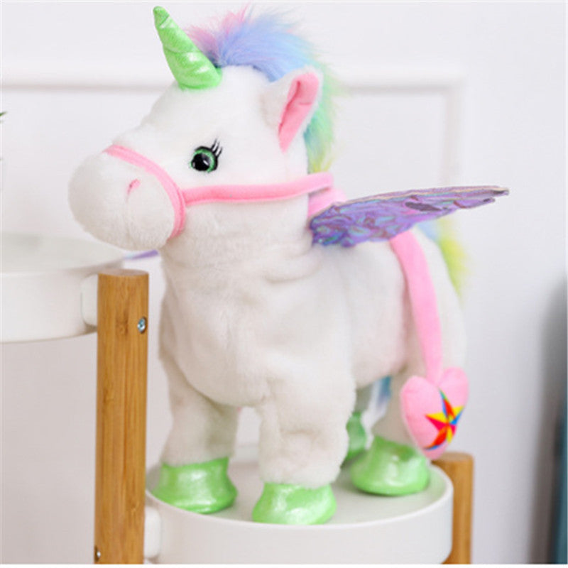 walking plush unicorn