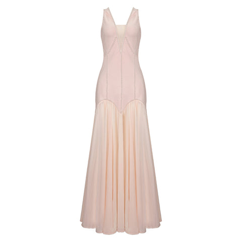 Lovefreya soft flowy long pink romantic gown