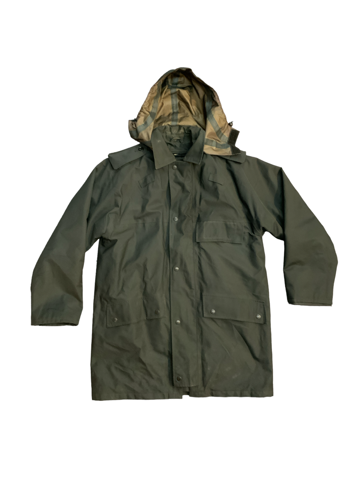 Men's Black 3/4 Length Goretex Waterproof Hooded Rain Coat Security BG ...