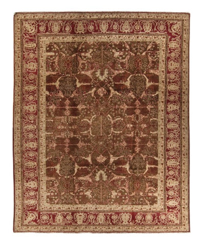 Bordjalu Hand Knotted Red Area Rug with Border