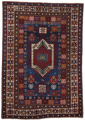 SHULAVER KAZAK ANTIQUE RUG 4'2 X 7'5