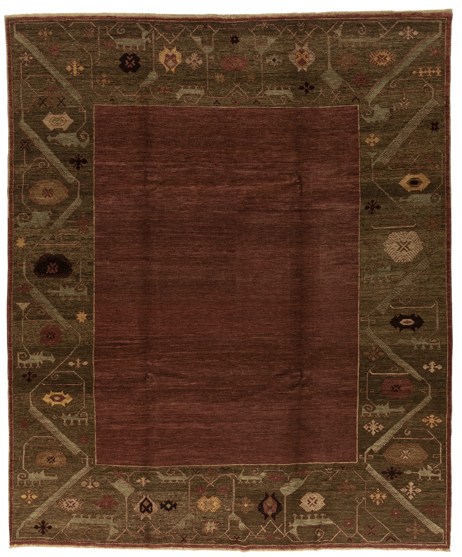 Dragon Border Maroon Sheared 8 X 10 Tufenkian Artisan Carpets