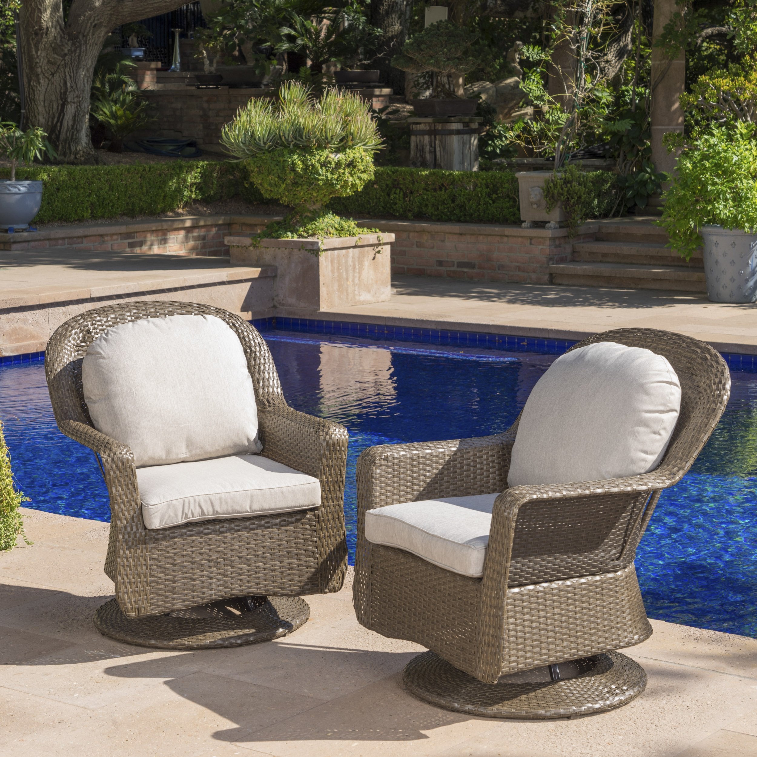 Outdoor Wicker Swivel Club Chairs With Water Resistant Cushions NH96   1 66c6ee93 A583 40e7 Bcf4 C8934d9084d7 